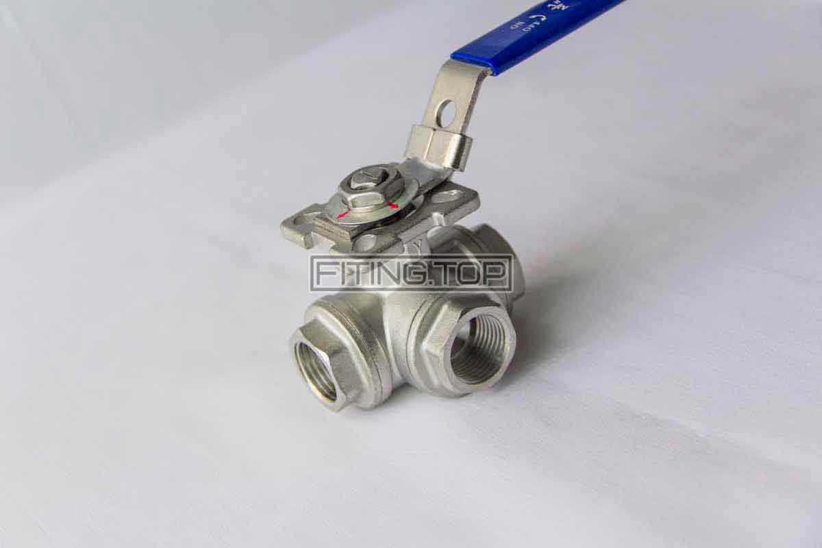 Кран кульовий нержавіючий 3-х ходовий L-порт AISI304