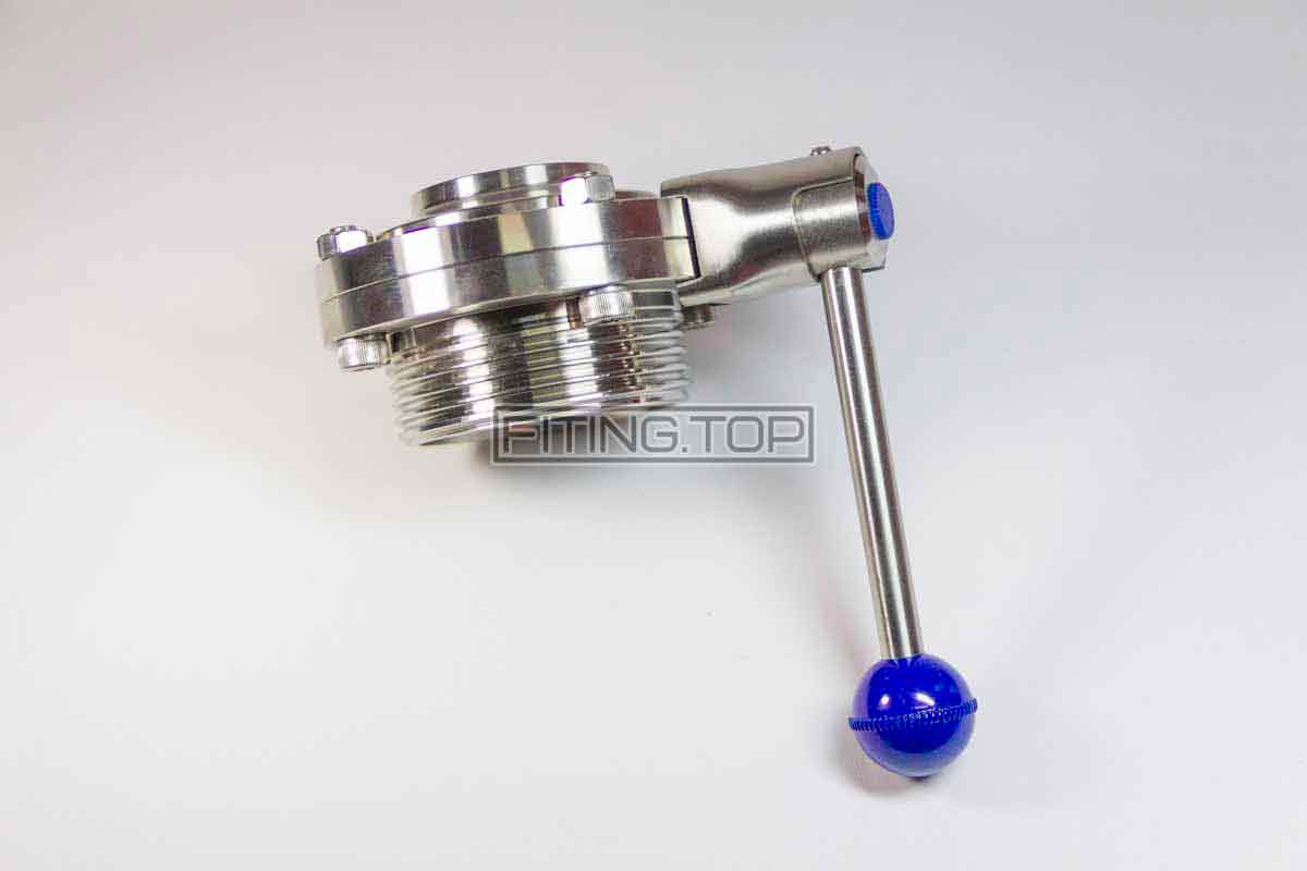 Затвор дисковий нержавіючий різьба-зварка AISI304 DIN 11850