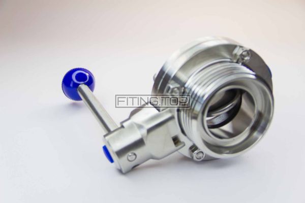 Затвор дисковий нержавіючий різьба-різьба AISI304 DIN 11850