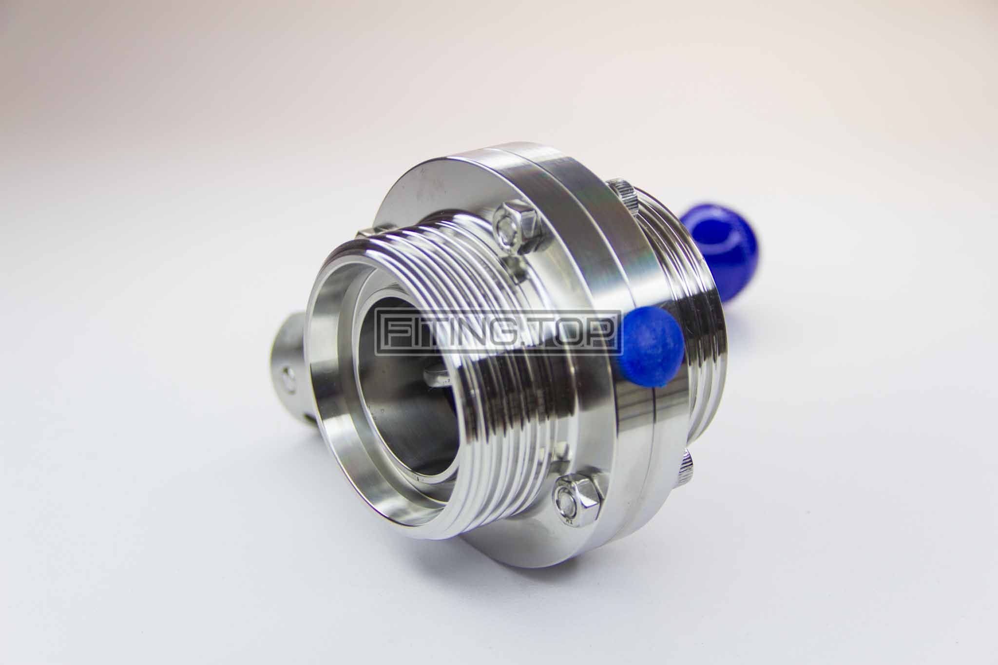 Затвор дисковий нержавіючий різьба-різьба AISI304 DIN 11850