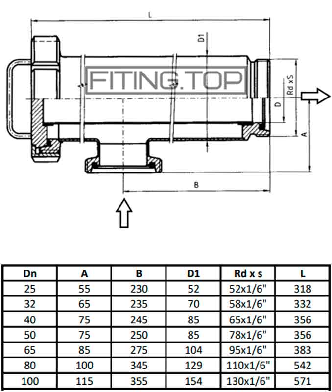 Фильтр нержавеющий трубный угловой резьба-резьба AISI304