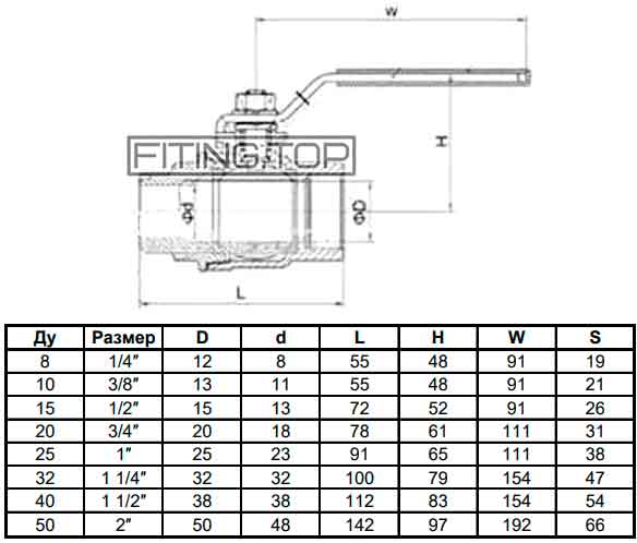 Кран кульовий нержавіючий AISI304 з зовнішньою різьбою