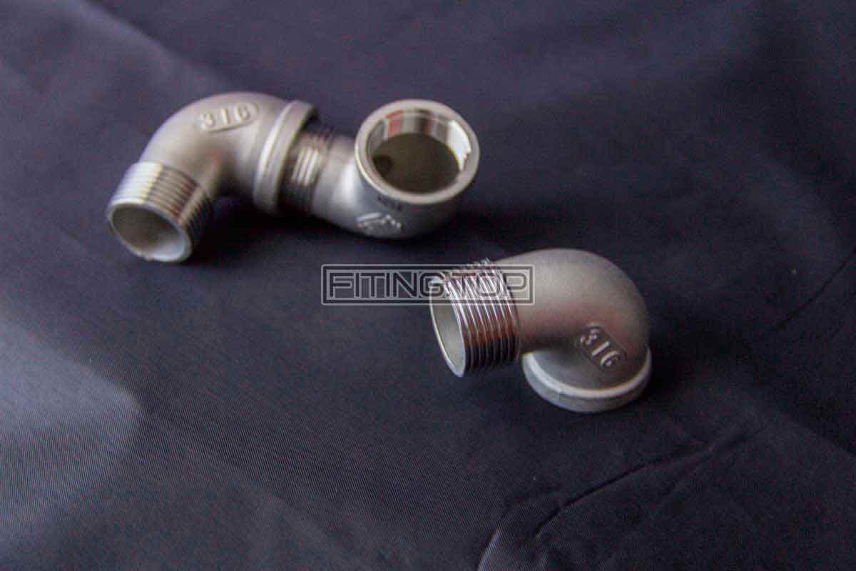 Отвод нержавеющий внутренняя-наружная резьба AISI 316 под 90 градусов