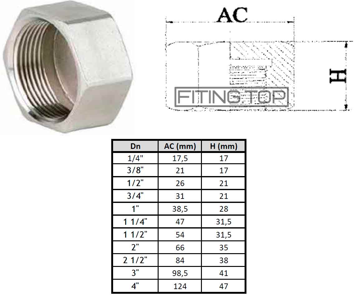 Купить заглушку резьбовую нержавеющую Dn 65 (2 1/2") AISI316 Купить заглушку резьбовую нержавеющую Dn 65 (2 1/2") AISI316
