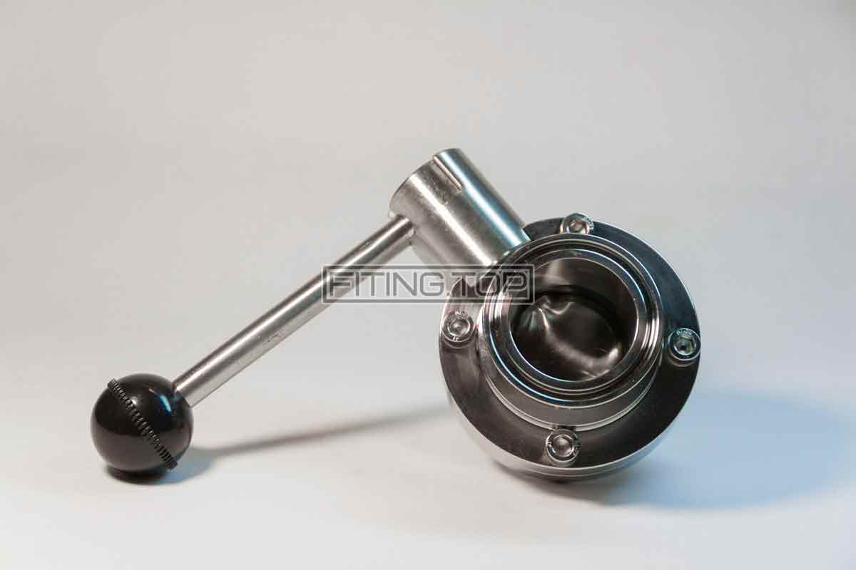 Затвор дисковий Dn 50 нержавіючий кламп-кламп AISI304 Затвор дисковий Dn 50 нержавіючий кламп-кламп AISI304