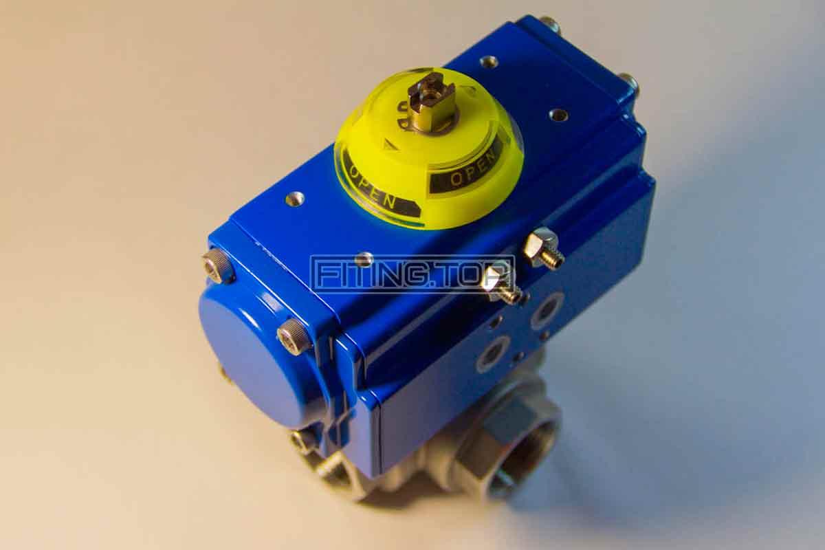 купить Кран шаровой трехходовой GENEBRE 2040 / 2041 с пневмоприводом GENEBRE 5800