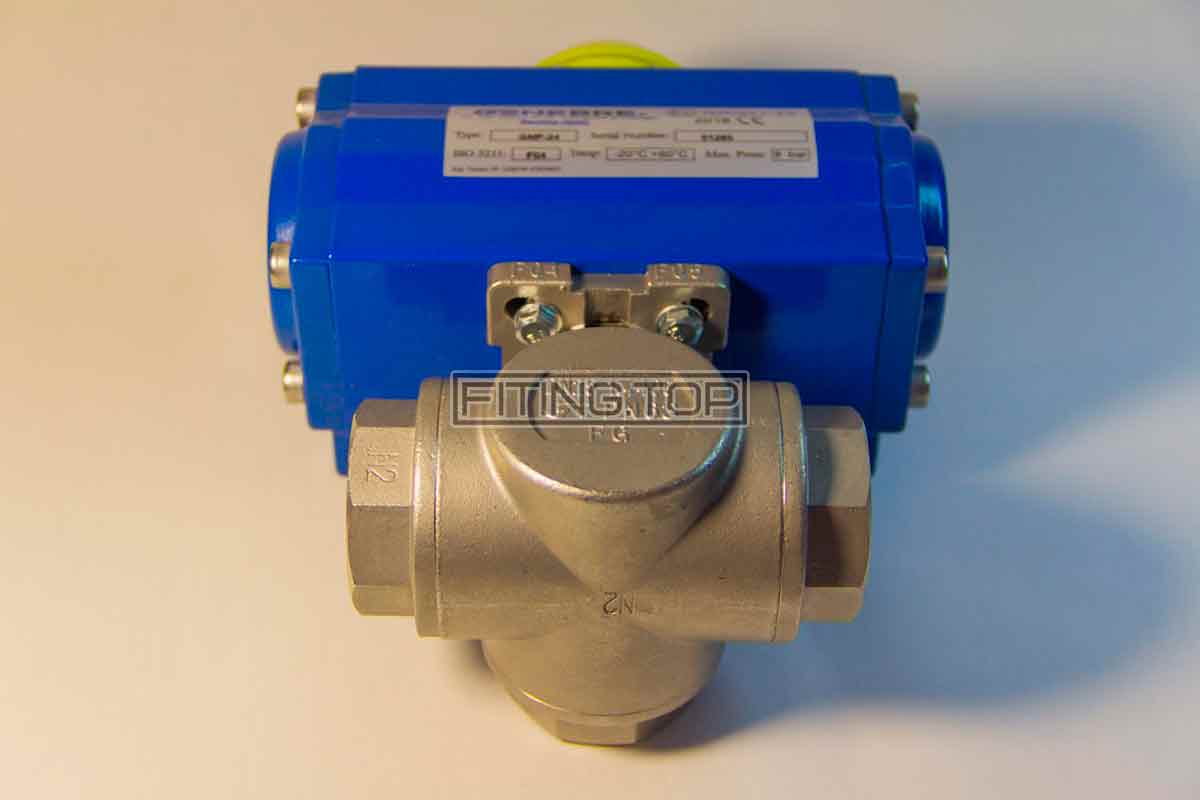 купить Кран шаровой трехходовой GENEBRE 2040 / 2041 с пневмоприводом GENEBRE 5800