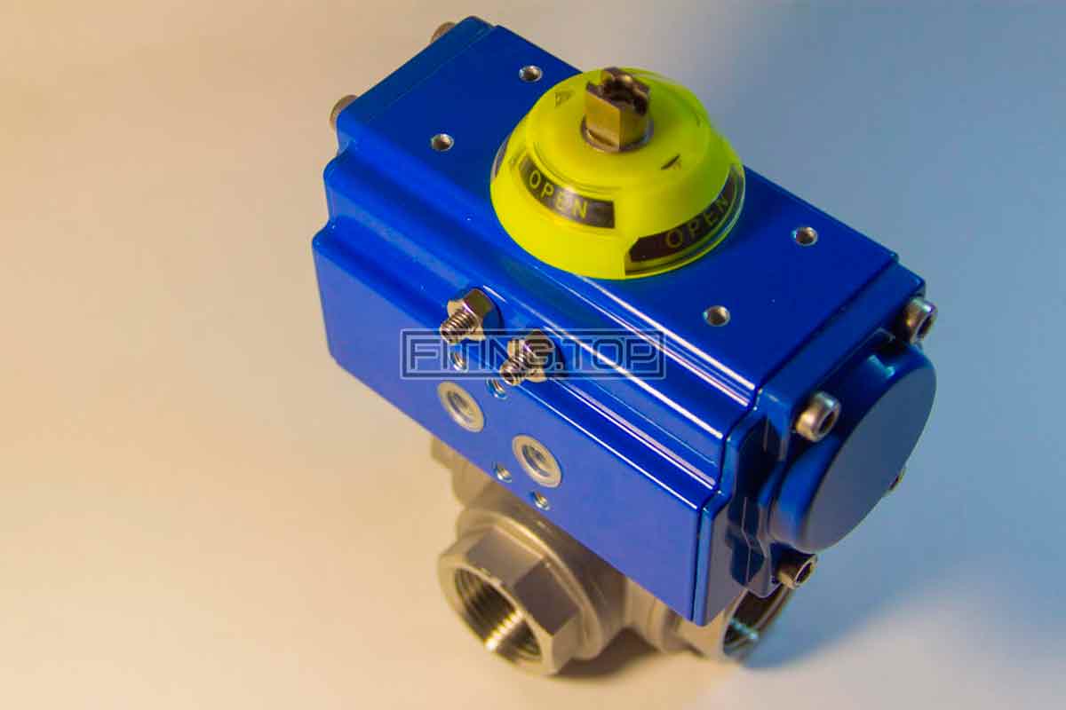 купить Кран шаровой трехходовой GENEBRE 2040 / 2041 с пневмоприводом GENEBRE 5800