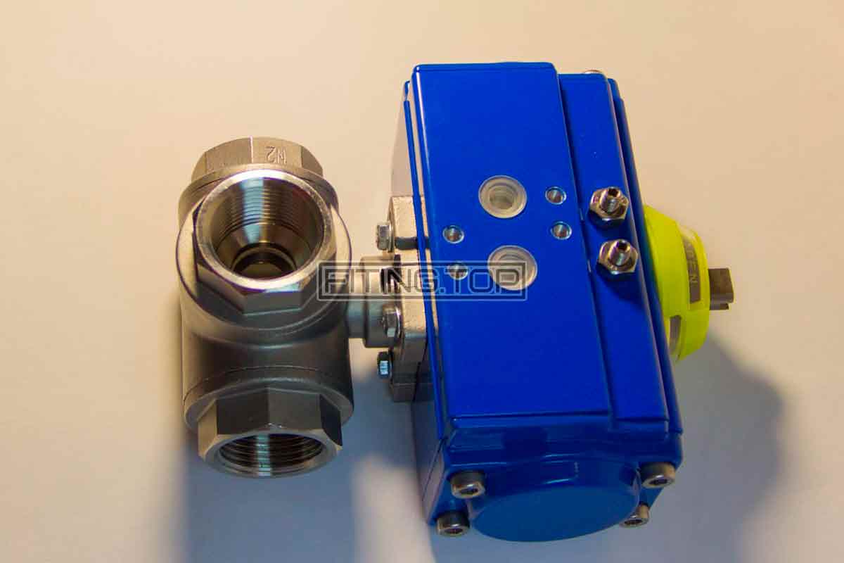 купить Кран шаровой трехходовой GENEBRE 2040 / 2041 с пневмоприводом GENEBRE 5800