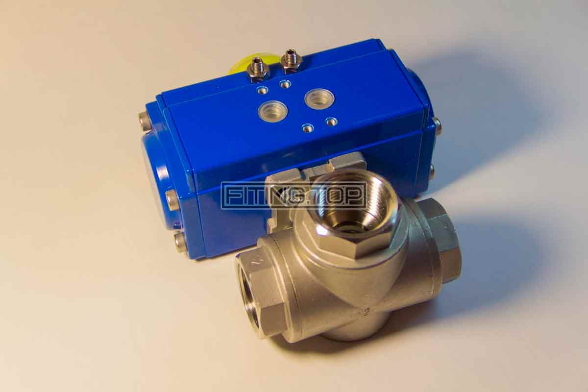 купить Кран шаровой трехходовой GENEBRE 2040 / 2041 с пневмоприводом GENEBRE 5800