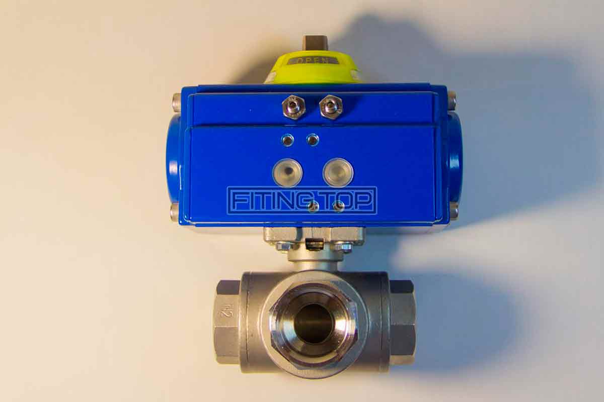 купить Кран шаровой трехходовой GENEBRE 2040 / 2041 с пневмоприводом GENEBRE 5800