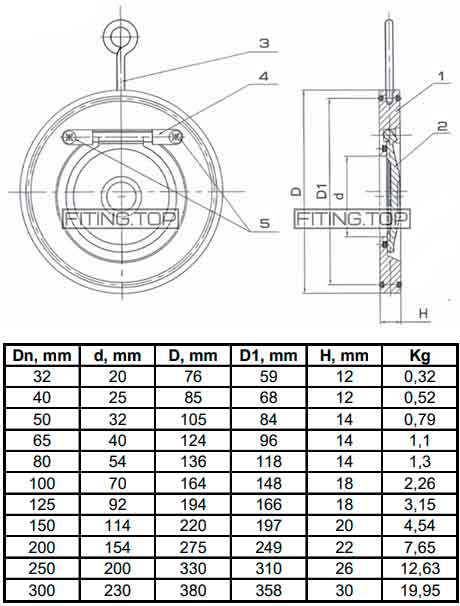 Клапан зворотний міжфланцевий нержавіючий Клапан зворотний міжфланцевий нержавіючий