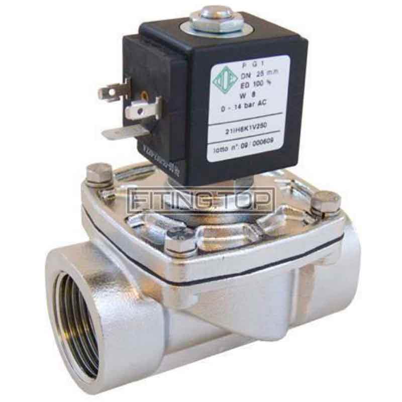 Клапан электромагнитный нержавеющий 2/2-ходовой нормально закрытый комбинированного действия