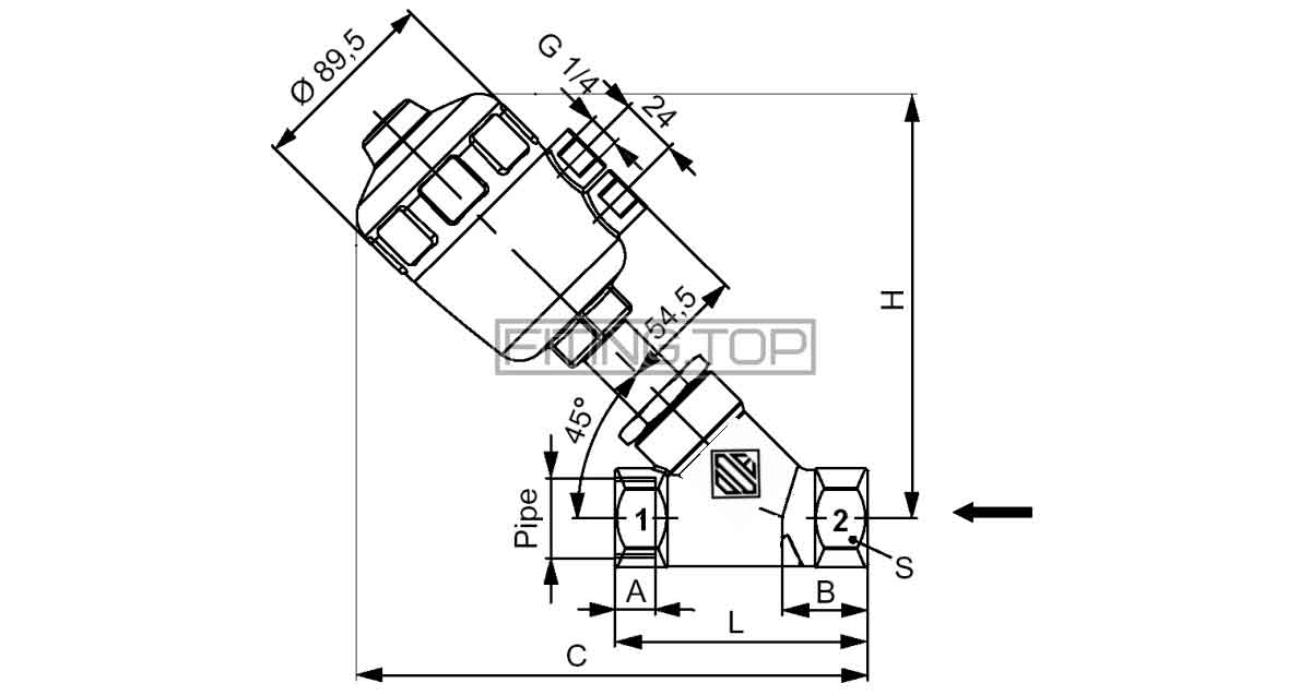 Клапан нержавеющий с пневмоприводом нормально закрытый/открытый