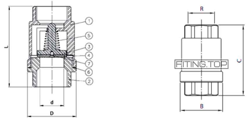 2413-2416 GENEBRE Клапан обратный нержавеющая AISI 316 2413-2416 GENEBRE Клапан обратный нержавеющая AISI 316