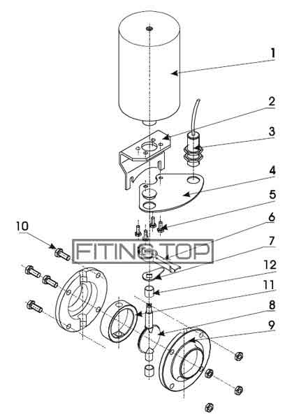 Дисковой затвор с пневмоприводом AISI 304 Air/Spring 