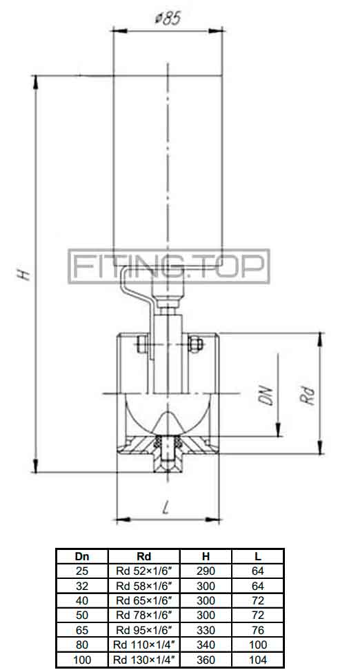 Затвор дисковый нержавеющий с пневмоприводом Air/Spring AISI304 DIN, VMQ (Silicone)