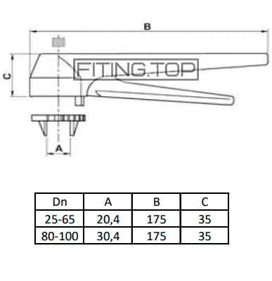 Купити Ручка для затвора дискового нержавіючого (клешні) 4341