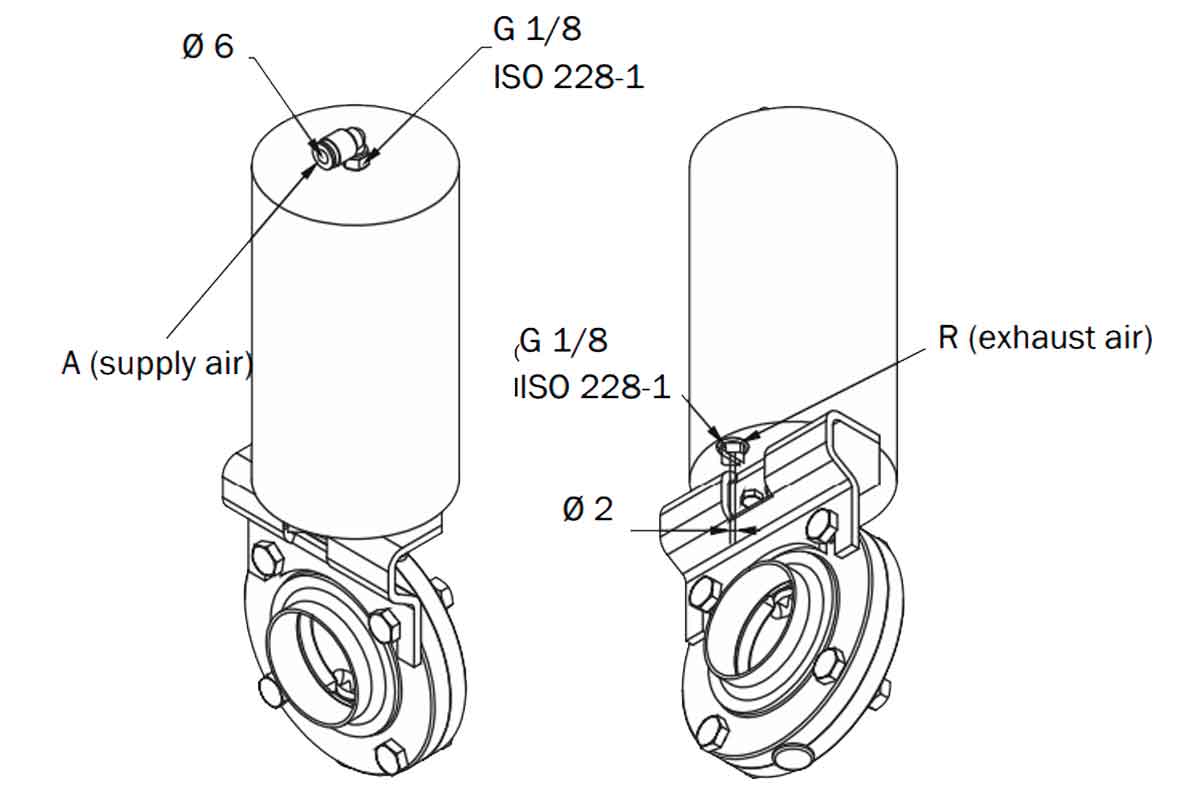 Пневмопривод для нержавеющего затвора дискового (воздух-пружина AWH Air/Spring VMove, Dn 25-100)