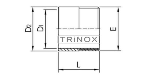 Ніпель приварний нержавіючий AISI 304 (різьба коротка): розміри